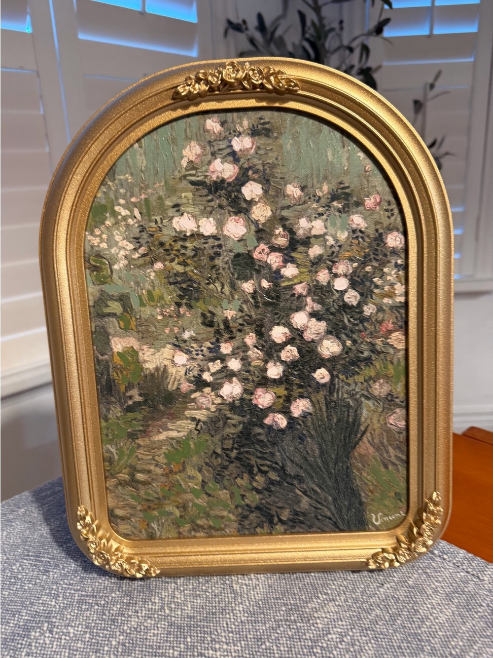11x14 Roses by Vincent Van Gogh gold arched vintage inspired art work